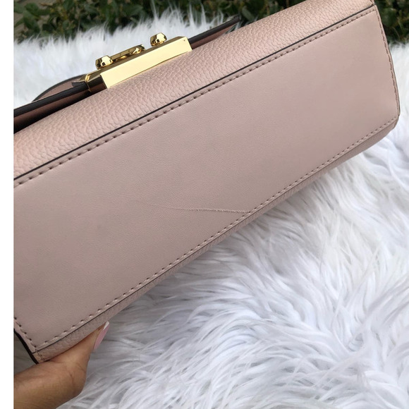 Michael kors serena pebbled leather small handbag satchel Pink gold hardware - Picture 10 of 11
